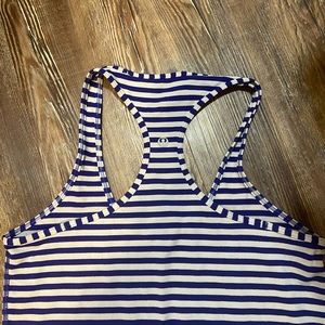 Size 4 blue and white striped Lululemon tank top